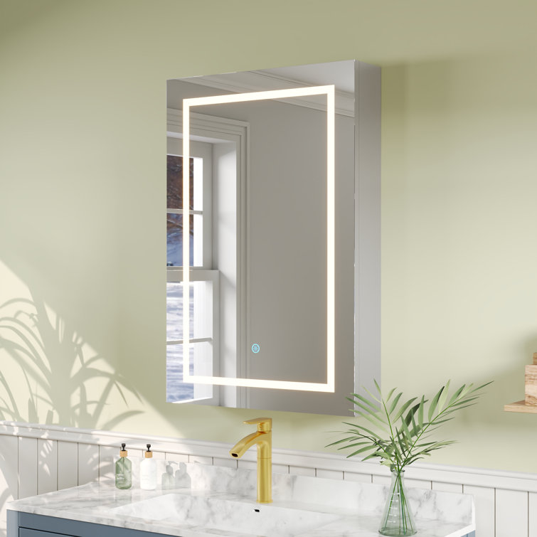 24'' W x 36'' H LED Lighted Wall Mounted Medicine Cabinet with Mirror