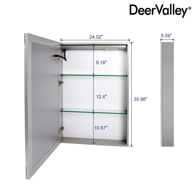 24'' W x 36'' H LED Lighted Wall Mounted Medicine Cabinet with Mirror