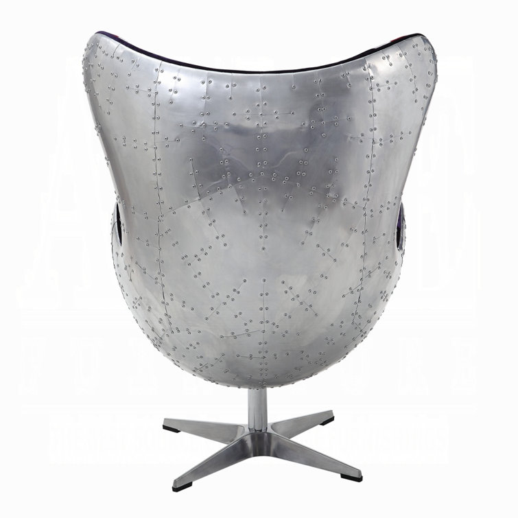 Brancaster Vintage England Flag Pattern Swivel Accent Chair in Aluminum