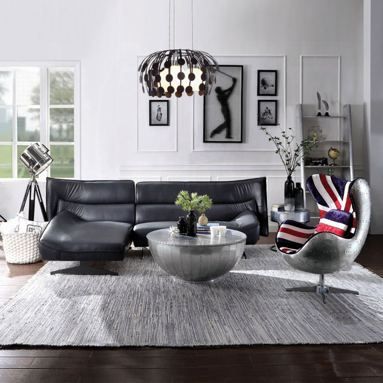 Brancaster Vintage England Flag Pattern Swivel Accent Chair in Aluminum
