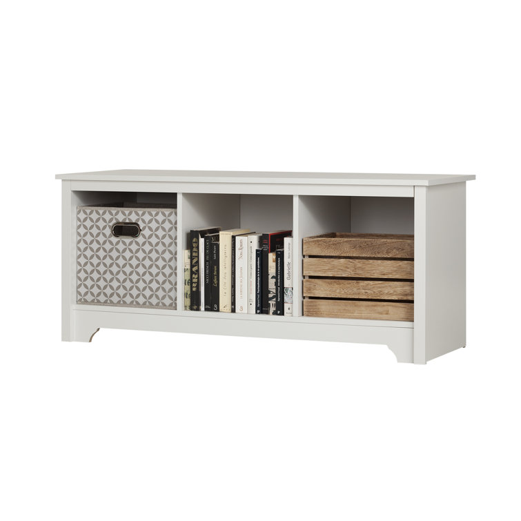 Pure White Particleboard Bedroom Storage Bench with Cubbies