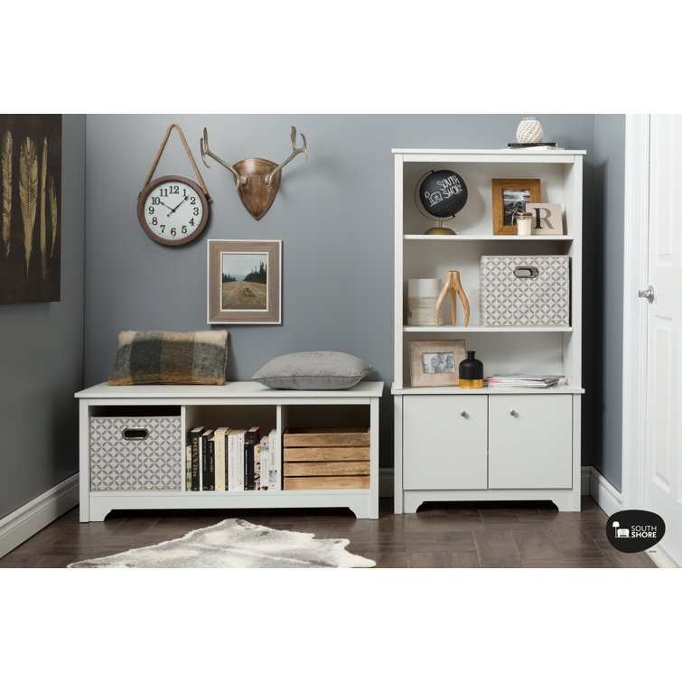 Pure White Particleboard Bedroom Storage Bench with Cubbies