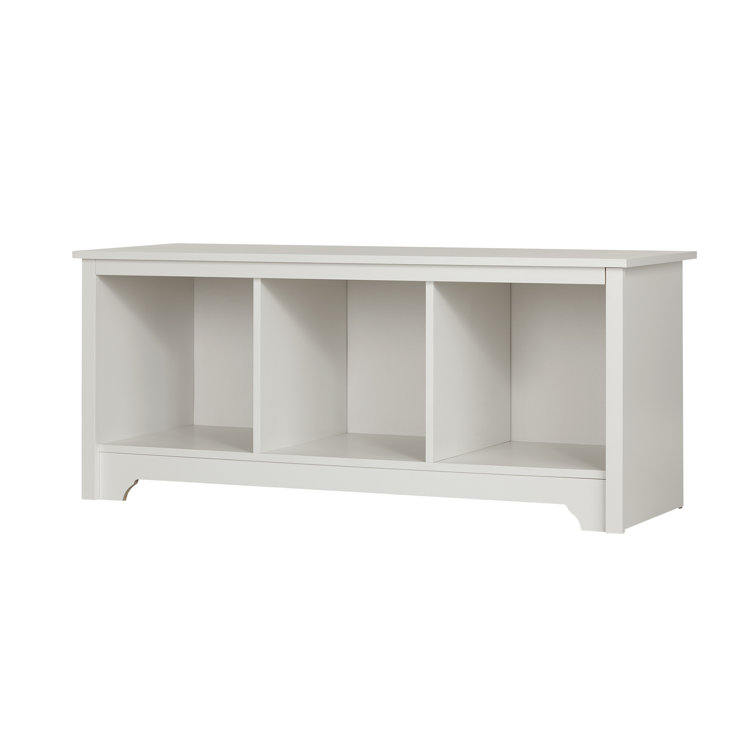 Pure White Particleboard Bedroom Storage Bench with Cubbies