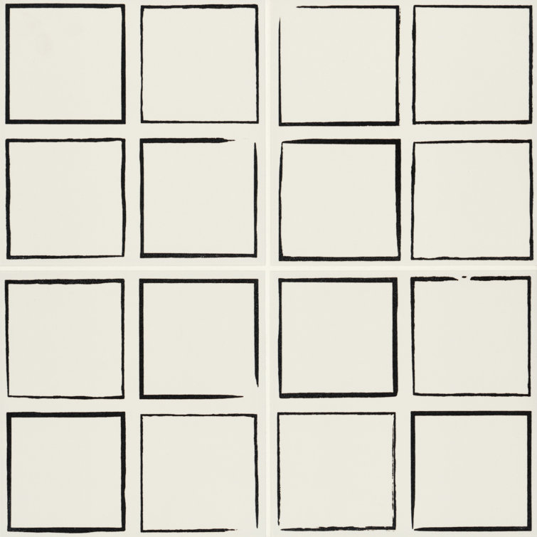 Square Sketch 9x9 Matte Black and White Ceramic Tile