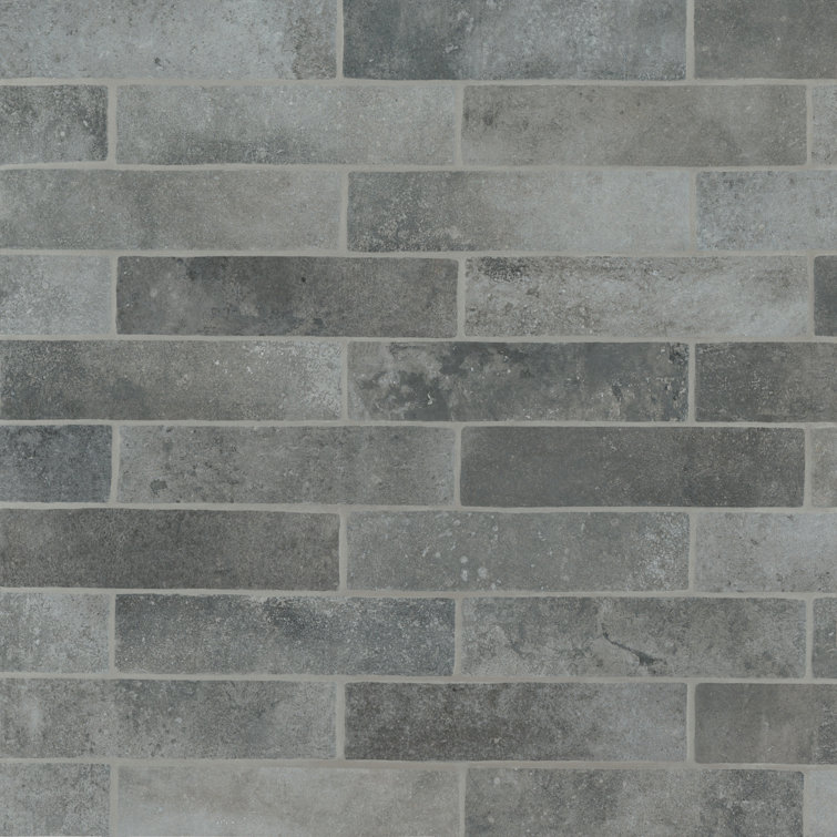 Montana Matte Gray Porcelain Brick Look Wall & Floor Tile