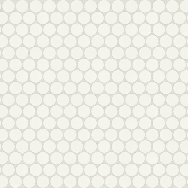 Pearl White Round Matte Porcelain Mosaic Tile