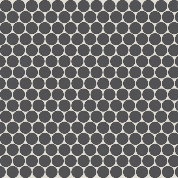 Marin Black Sea Matte Porcelain Penny Round Mosaic Tile