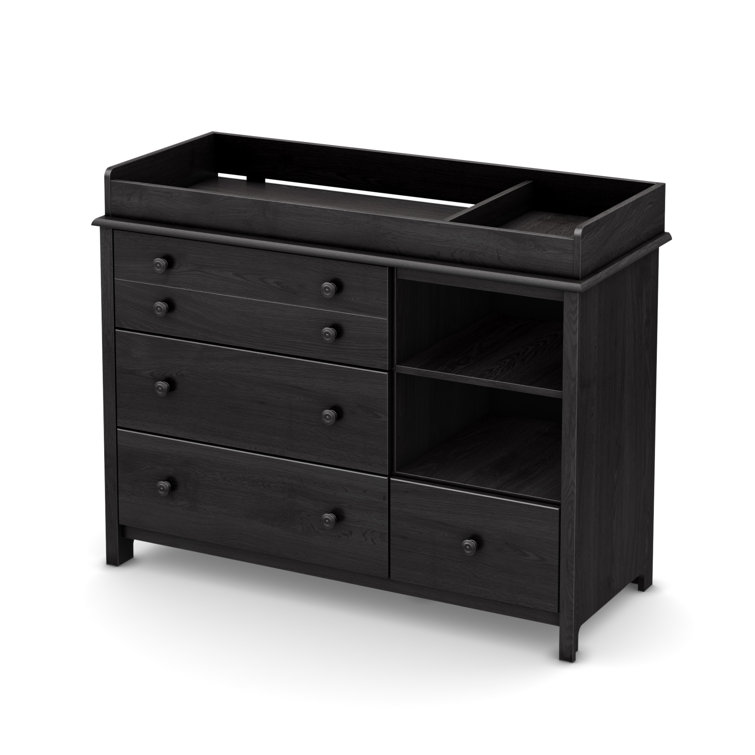 Gray Oak 47" Transitional Changing Table Dresser with Drawers