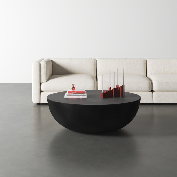Black Round Concrete Drum Coffee Table