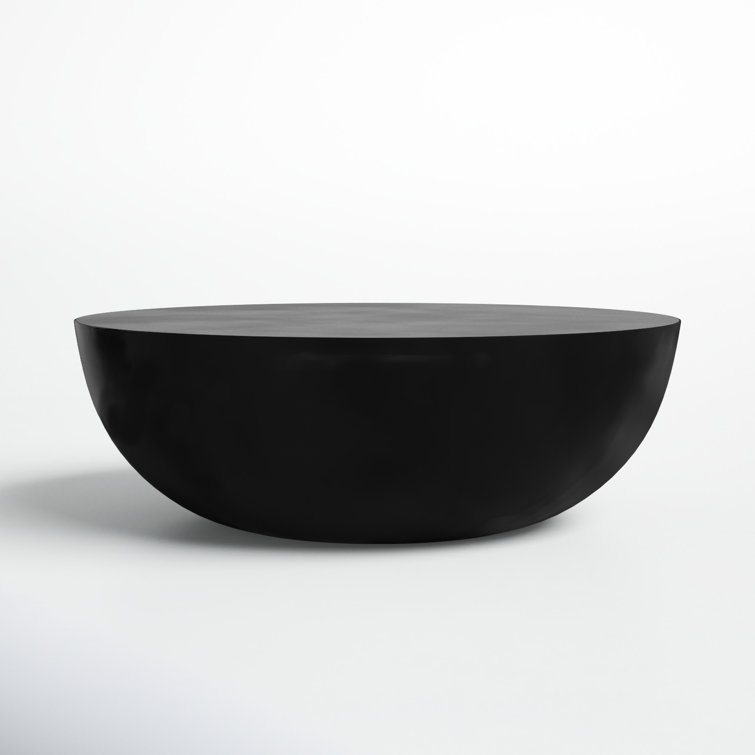 Black Round Concrete Drum Coffee Table