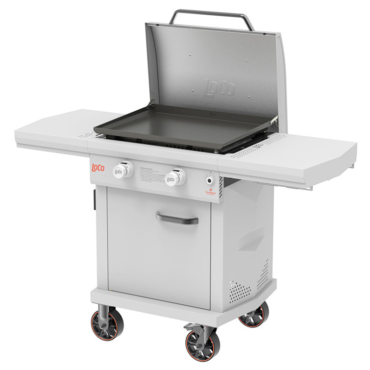 LoCo 26" White Propane Gas Griddle with Folding Shelves