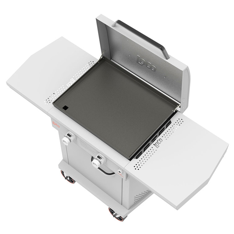 LoCo 26" White Propane Gas Griddle with Folding Shelves