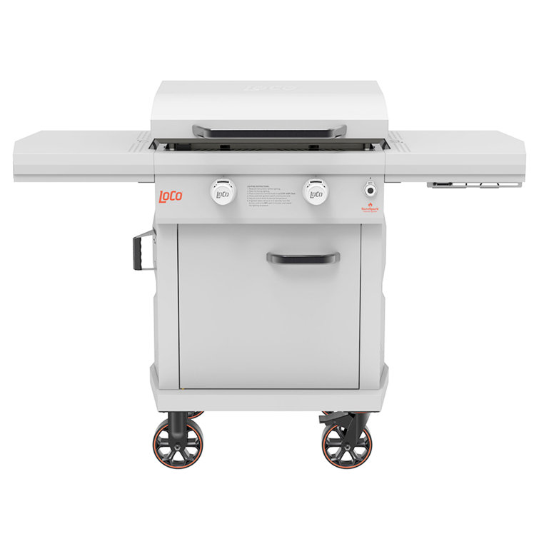 LoCo 26" White Propane Gas Griddle with Folding Shelves