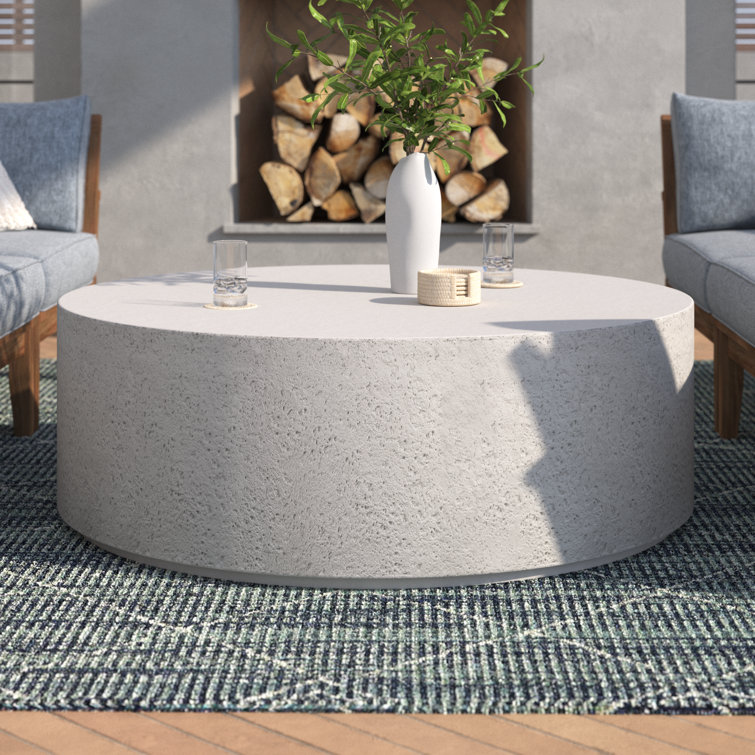 Cream Round Concrete Outdoor Coffee Table
