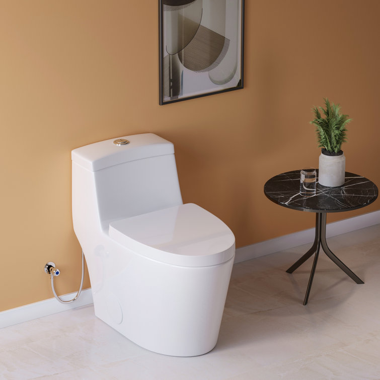 Greta White Elongated One-Piece Dual Flush Toilet