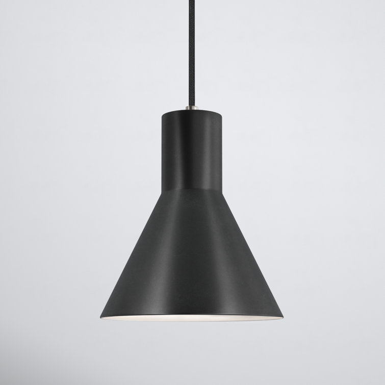 Black and Satin Brass Adjustable Single Light Pendant