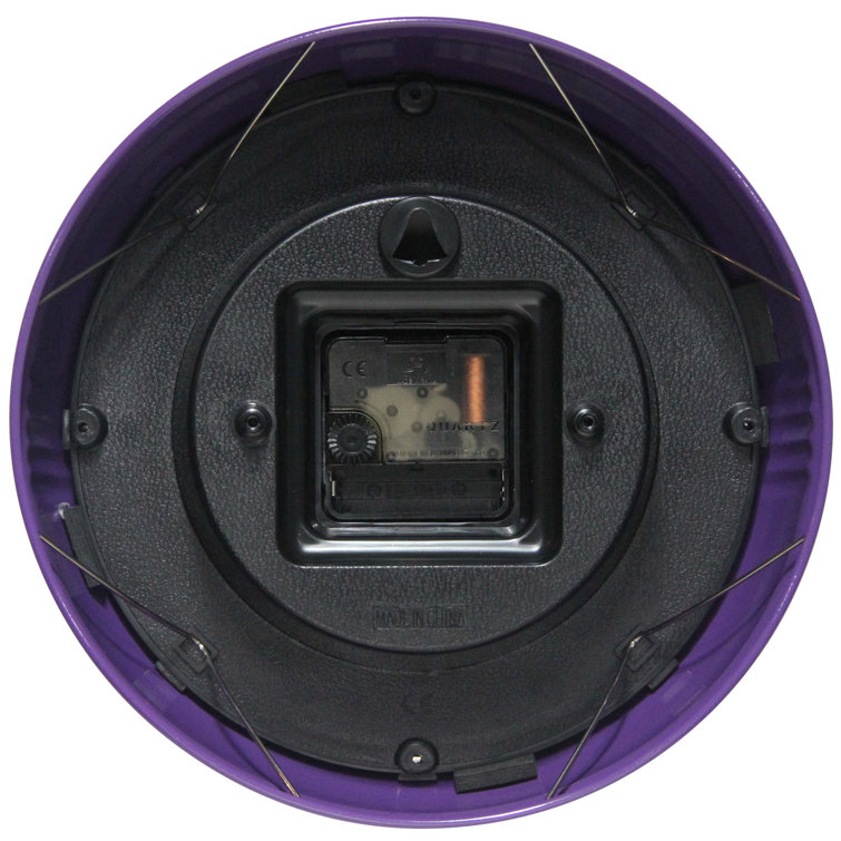 Small Purple Metal Round Wall Clock with Glass Cover