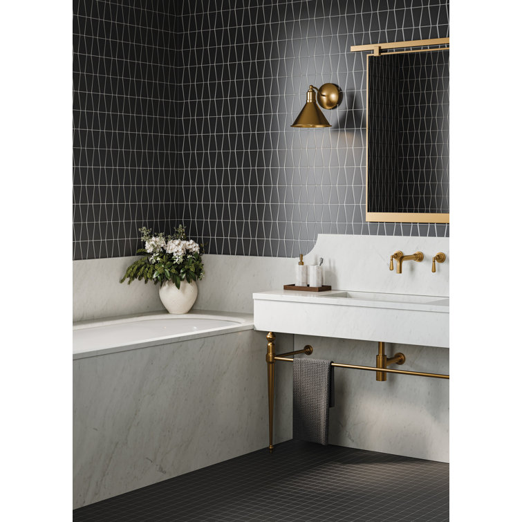 Marin Black Sea Matte Porcelain Mosaic Tile 8x13