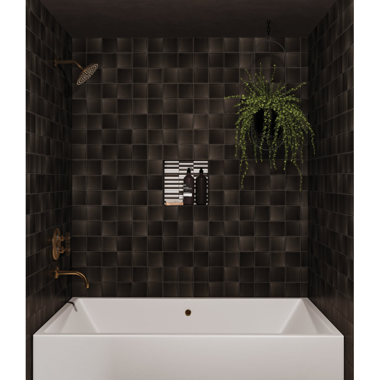 Kaikos 4" x 4" Matte Brown Glass Wall Tile
