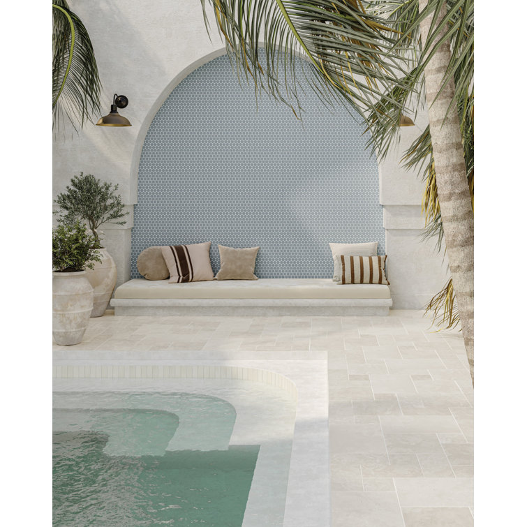 Misty Blue 2x2 Matte Porcelain Penny Round Mosaic Tile