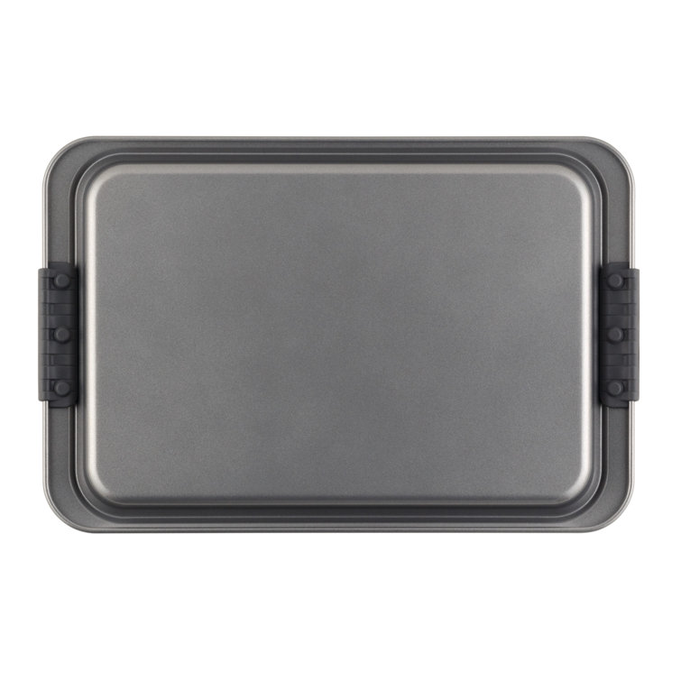 Silver Nonstick Carbon Steel Cookie Sheet with Rubberized Grips