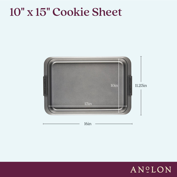Silver Nonstick Carbon Steel Cookie Sheet with Rubberized Grips