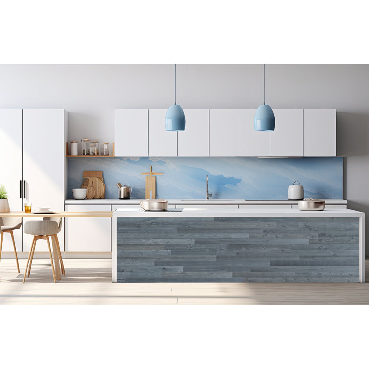 Fog Lake Blue Gray Reclaimed Wood Peel and Stick Wall Planks