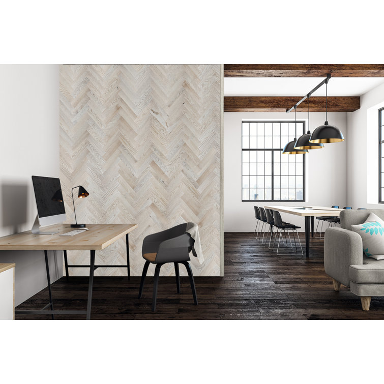 White Oak Herringbone Peel and Stick Wall Planks