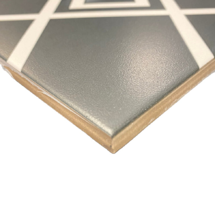Casablanca Black and White Ceramic Patterned Tile 8x8