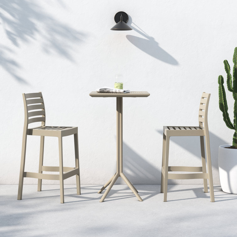 Taupe Plastic Resin 3-Piece Outdoor Bar Height Dining Set