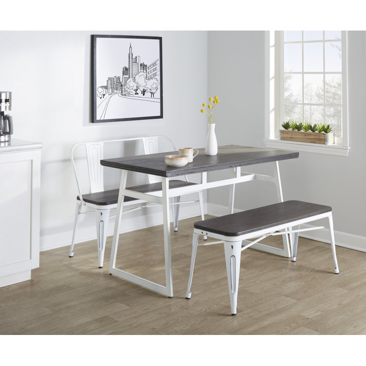 Espresso and White 3-Piece Metal and Wood Dining Set