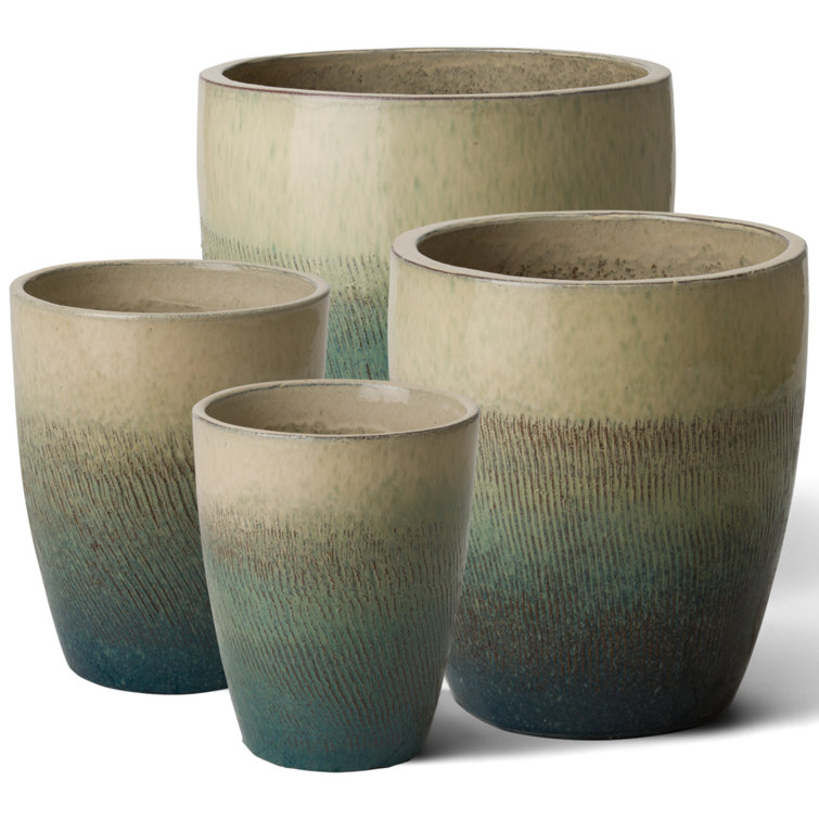Bayside Green Glossy Ceramic Bullet Planter, 11.5" x 15"