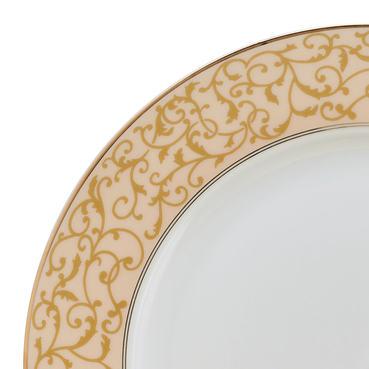 White and Gold Porcelain Dinnerware Set, Service for 8
