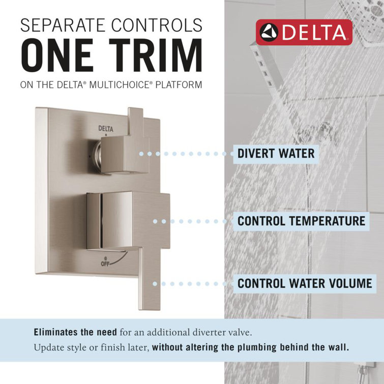 Spotshield Brushed Nickel Modern Raincan Shower System with Handheld Spray