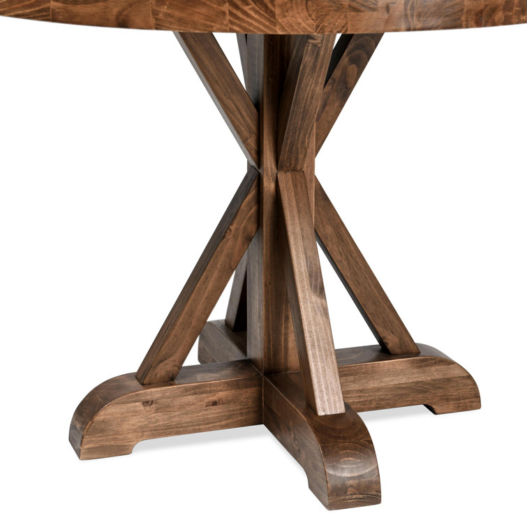 Maxwell 42'' Round Reclaimed Pine Wood Dining Table in Brown Finish