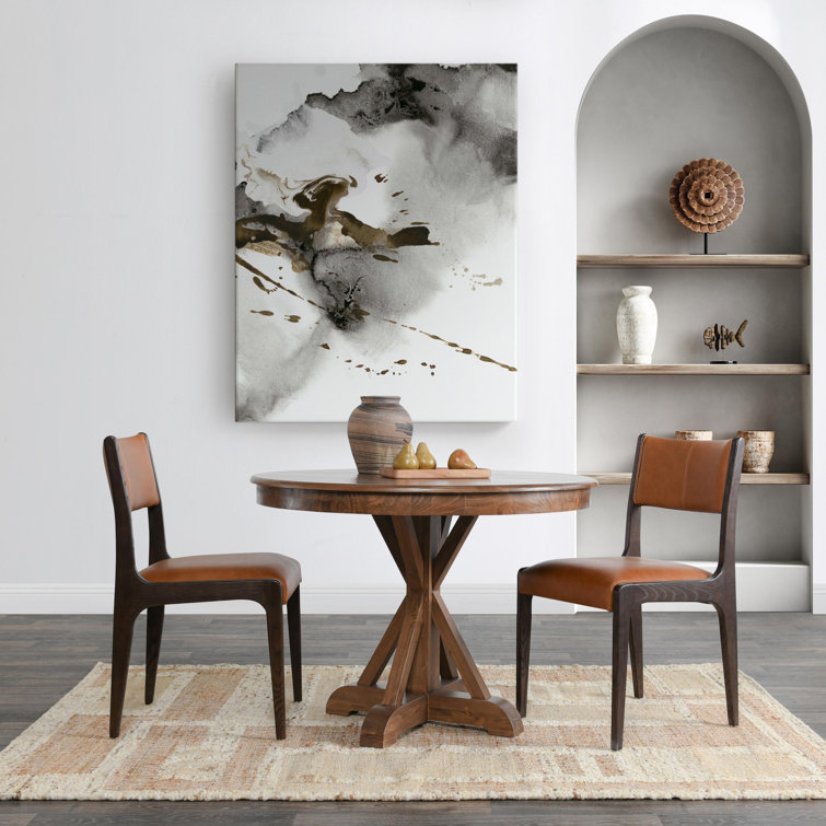 Maxwell 42'' Round Reclaimed Pine Wood Dining Table in Brown Finish