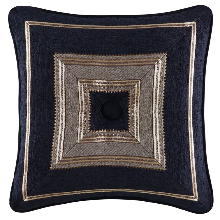 Bradshaw 18" Black and Gold Square Decorative Throw Pillow