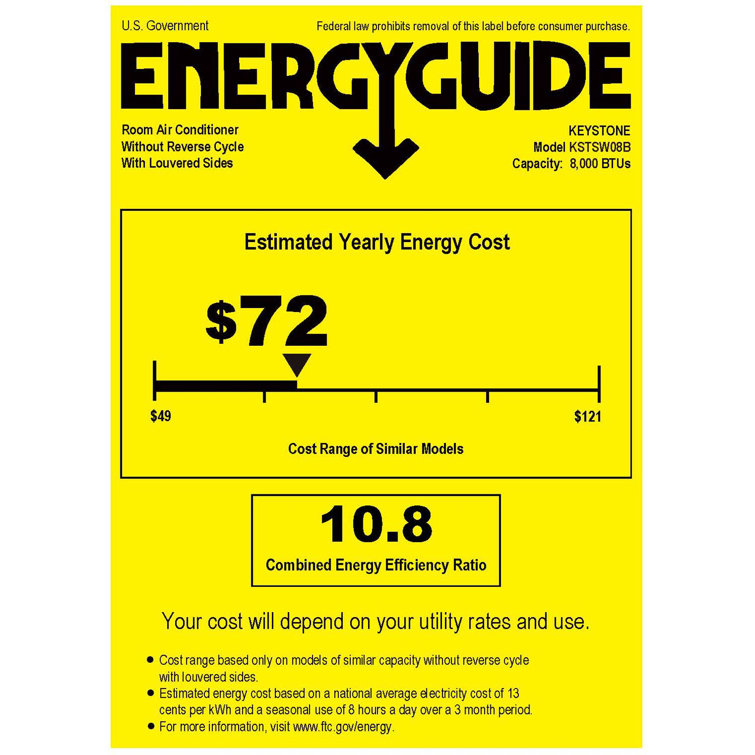 Keystone 8000 BTU White Energy Star Window Air Conditioner with Remote