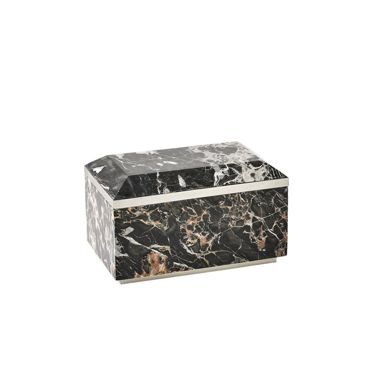 Small Black and Gold Portoro Marble Decorative Box
