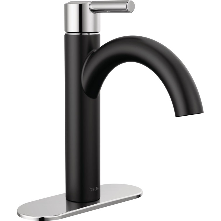 Matte Black and Chrome Single Handle Bathroom Faucet