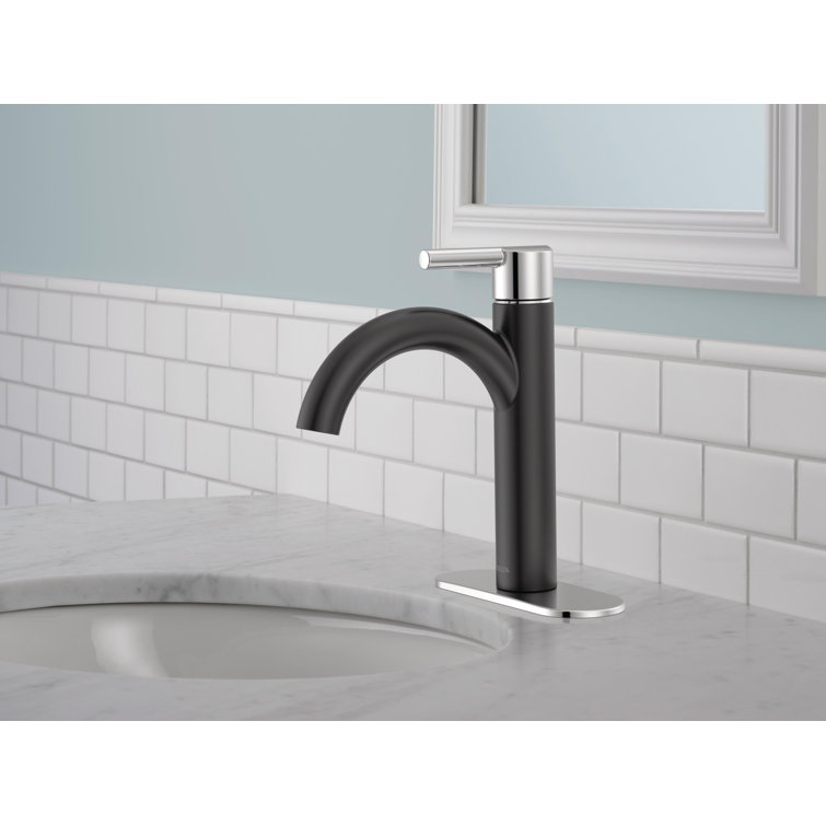 Matte Black and Chrome Single Handle Bathroom Faucet