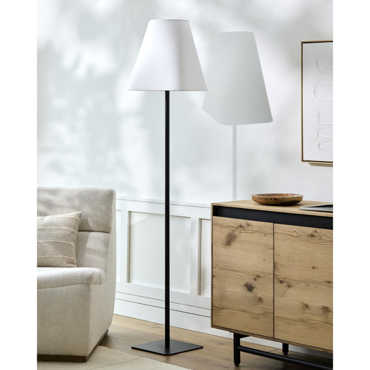 Black Iron Floor Lamp with White Cotton Shade
