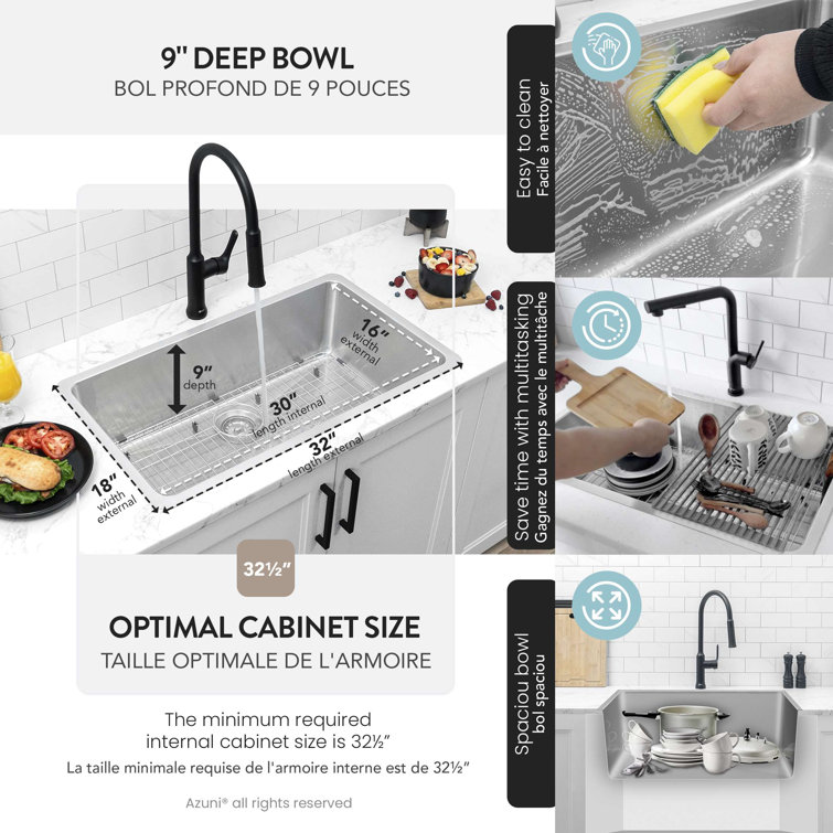 32-Inch Stainless Steel Single Bowl Drop-In Kitchen Sink