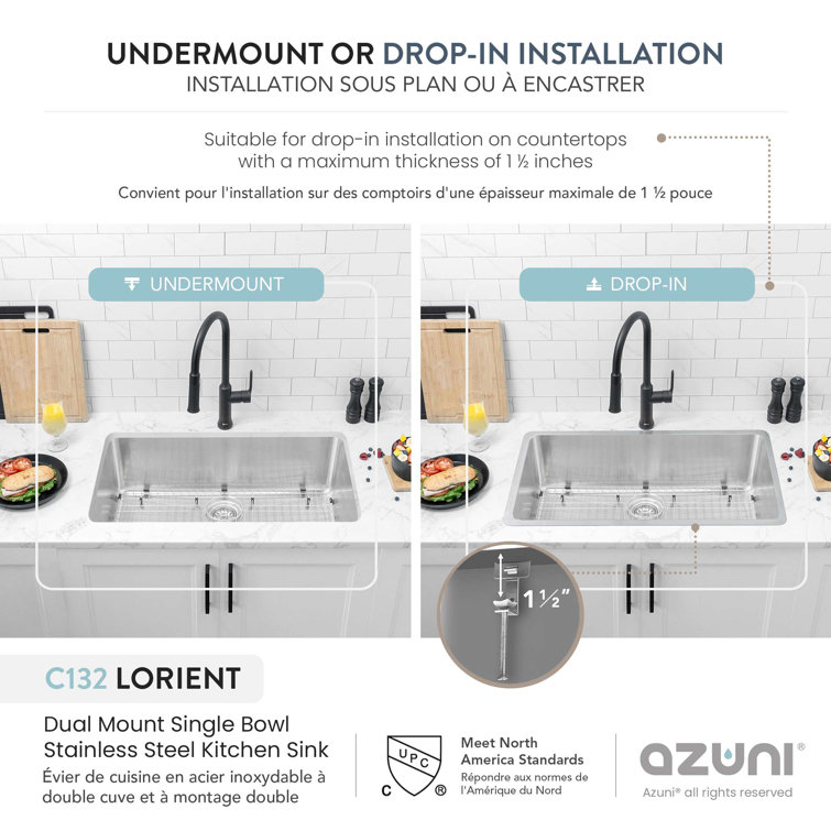 32-Inch Stainless Steel Single Bowl Drop-In Kitchen Sink