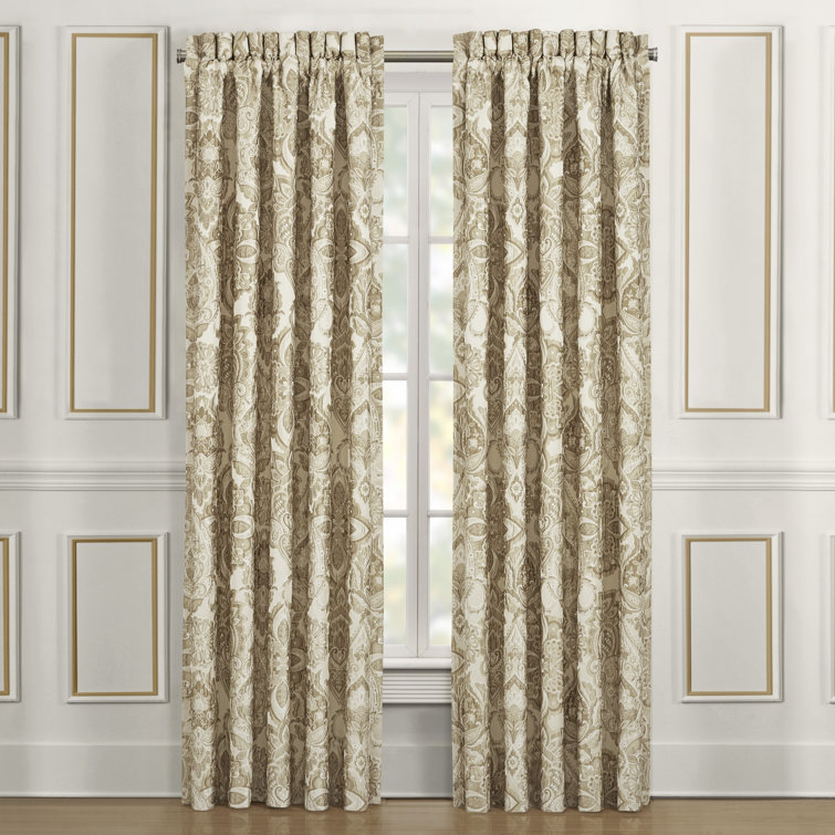 Sandstone Beige Ground Length Polyester Window Panel Pair