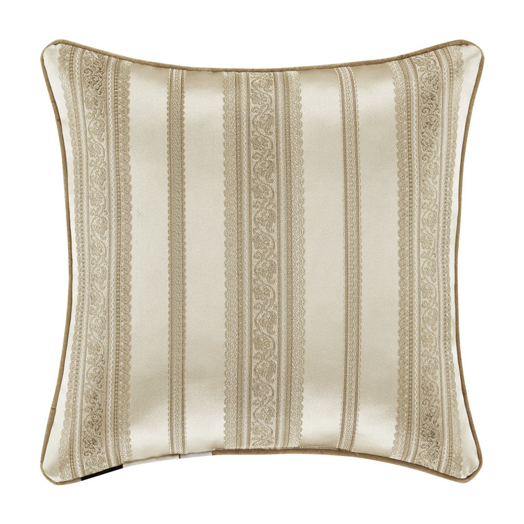 Sandstone Beige Jacquard Embroidered 20" Square Throw Pillow