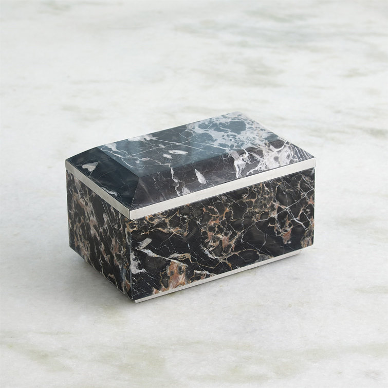 Small Black and Gold Portoro Marble Decorative Box