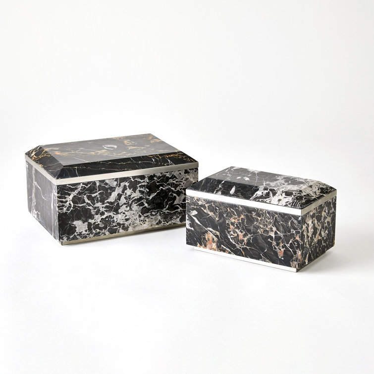 Small Black and Gold Portoro Marble Decorative Box