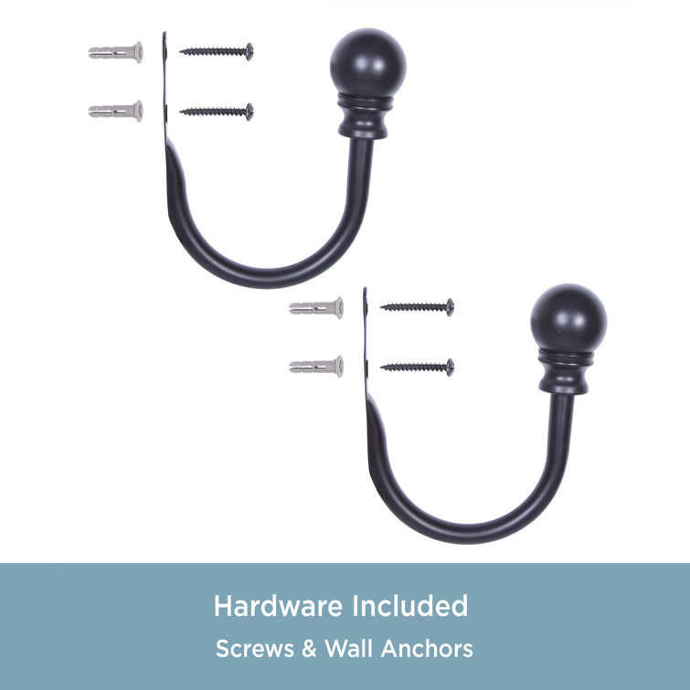 Matte Black Metal Curtain Holdback Pair