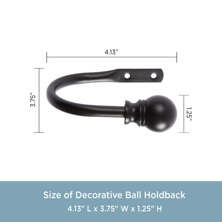 Matte Black Metal Curtain Holdback Pair